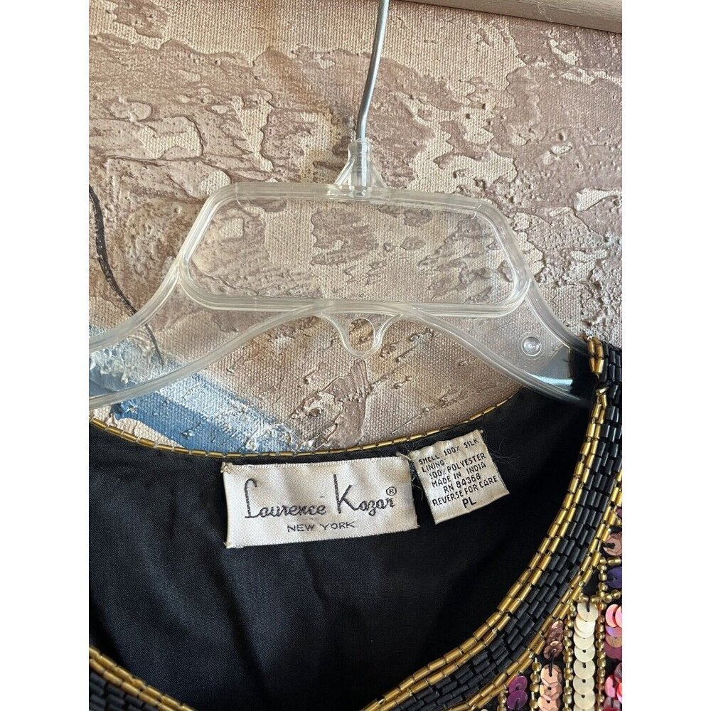 LAWRENCE KAGER SILK Rainbow Sequins 1980s Evening Jacket PL - Picture 7 of 13